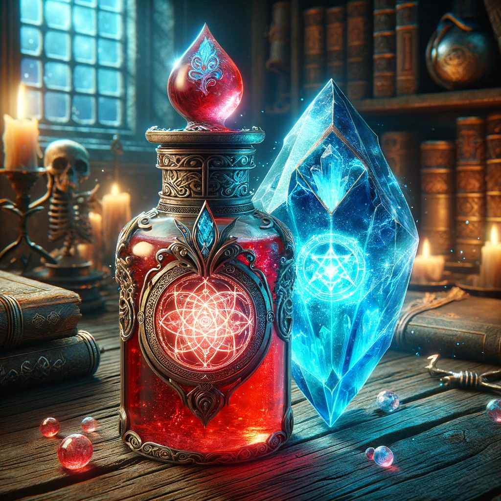 Potion de vie et cristal de mana